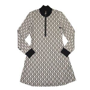 NWT Maje Royal in Ecru Noir Monogram Knit Zip Up Sweater Dress 40 / US 8 $385